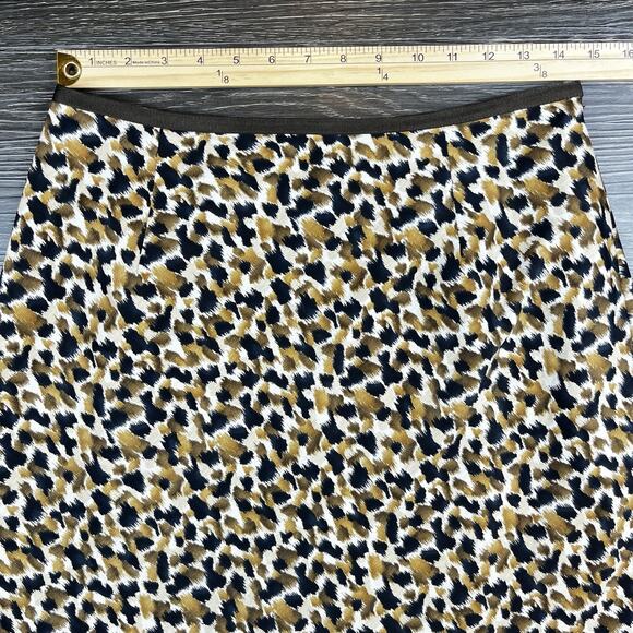 Talbots Vintage Skirt Leopard Print Black Brown Silk Linen Blend Sz 8 Mobwife - Picture 9 of 14
